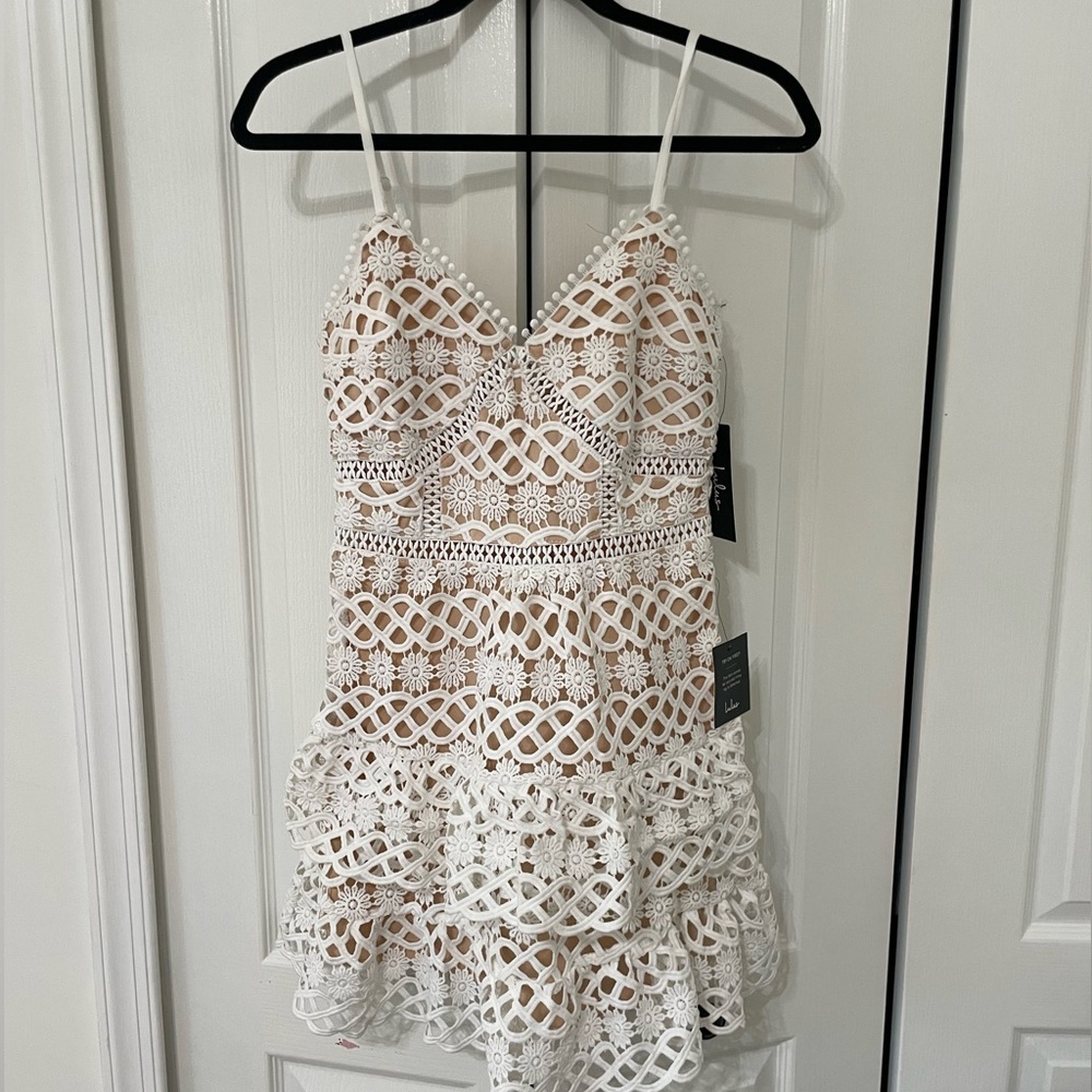 Lulu’s White Detailed Cut Out Dress
